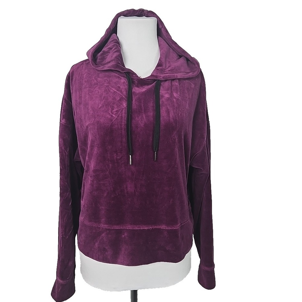 Calvin Klein Performance Plum Purple Thick Velor Cropped Hoodie Women's Medium M